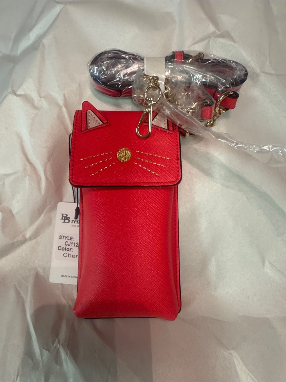 Brentano Red Cat Crossbody Phone Pouch